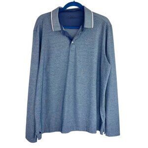 Untuckit Long Sleeve Polo Beaux Contrast Collar in Blue